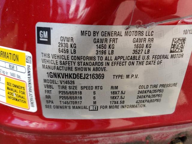 Photo 10 from auction – 2014 CHEVROLET TRAVERSE L with VIN 1GNKVHKD6EJ216369