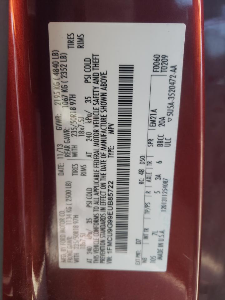 Photo 10 from auction – 2014 FORD ESCAPE SE with VIN 1FMCU9G99EUB85722