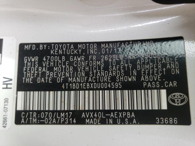 Photo 10 from auction – 2013 TOYOTA AVALON HYB with VIN 4T1BD1EBXDU004595