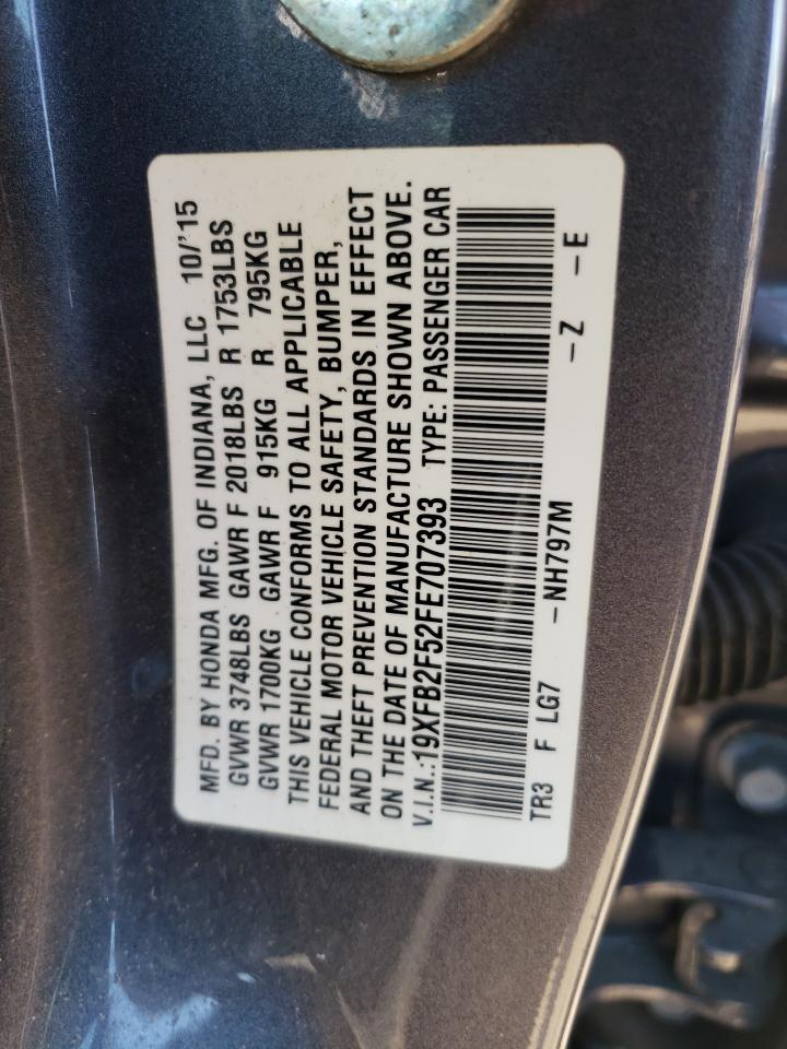 Photo 10 from auction – 2015 HONDA CIVIC LX with VIN 19XFB2F52FE707393