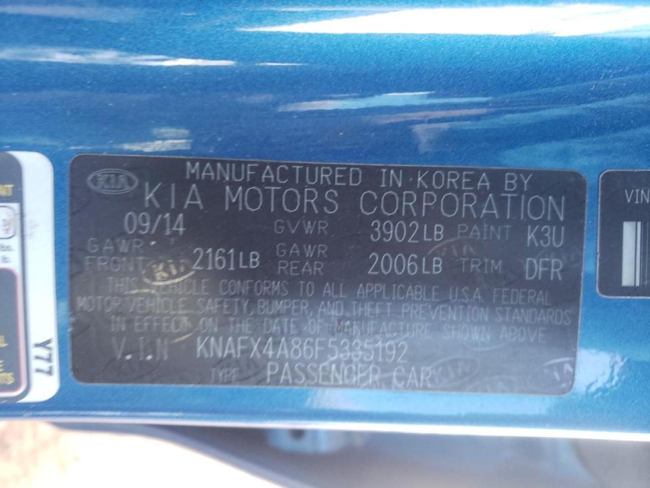 Photo 10 from auction – 2015 KIA FORTE EX with VIN KNAFX4A86F5335192