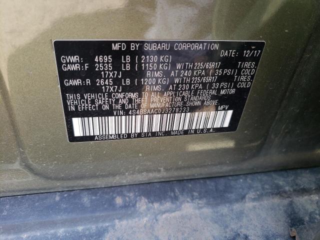 Photo 10 from auction – 2018 SUBARU OUTBACK 2. with VIN 4S4BSAAC0J3278233