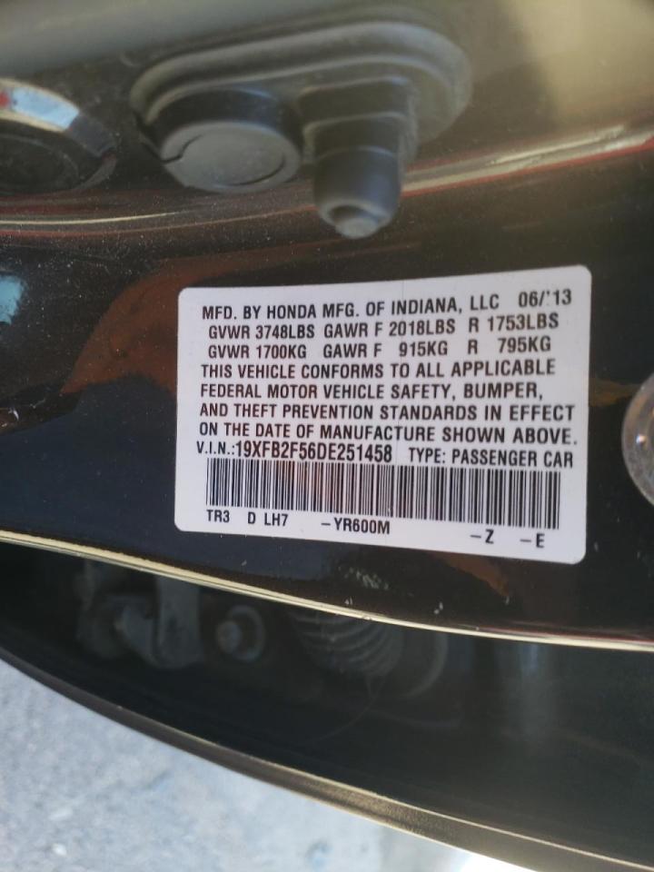 Photo 10 from auction – 2013 HONDA CIVIC LX with VIN 19XFB2F56DE251458