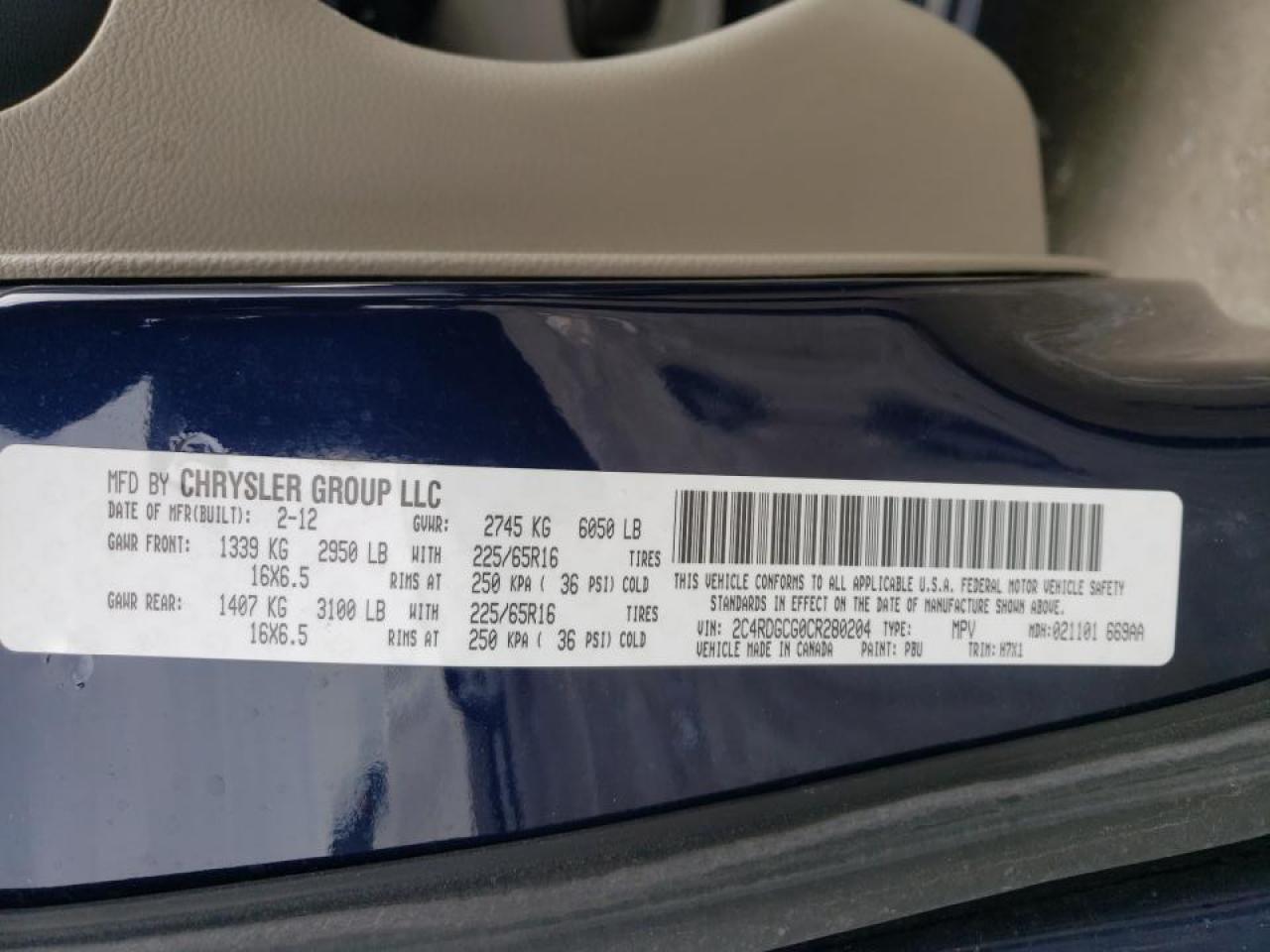 Photo 10 from auction – 2012 DODGE GRAND CARA with VIN 2C4RDGCG0CR280204