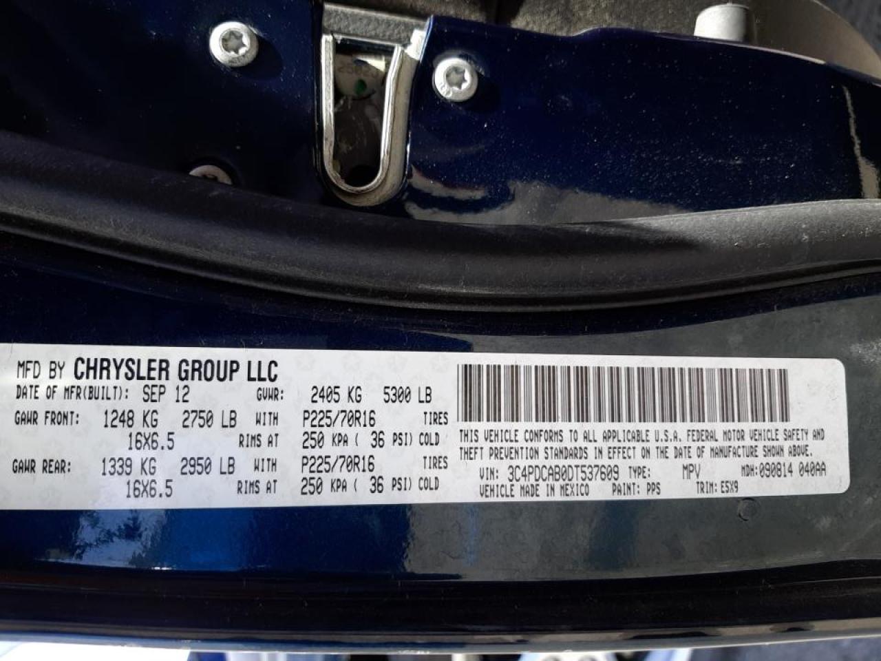 Photo 10 from auction – 2013 DODGE JOURNEY SE with VIN 3C4PDCAB0DT537609
