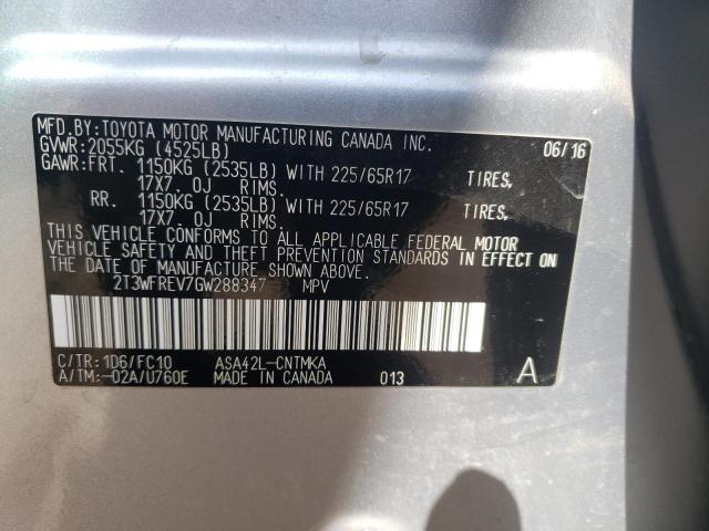 TOYOTA RAV4 XLE 2016 with VIN 2T3WFREV7GW288347 - Photo from auction