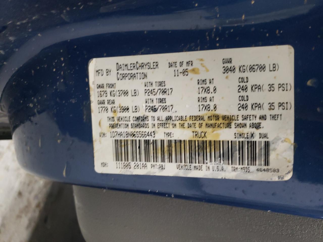 Photo 10 from auction – 2006 DODGE RAM 1500 S with VIN 1D7HA18N06S566443
