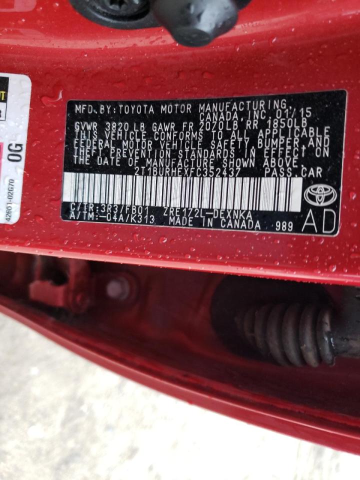 Photo 10 from auction – 2015 TOYOTA COROLLA L with VIN 2T1BURHEXFC352437