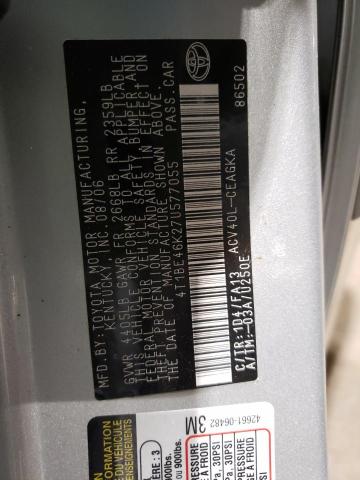 Photo 10 from auction – 2007 TOYOTA CAMRY CE with VIN 4T1BE46K27U577055
