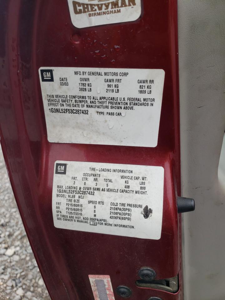 Photo 10 from auction – 2003 OLDSMOBILE ALERO GL with VIN 1G3NL52F53C287432