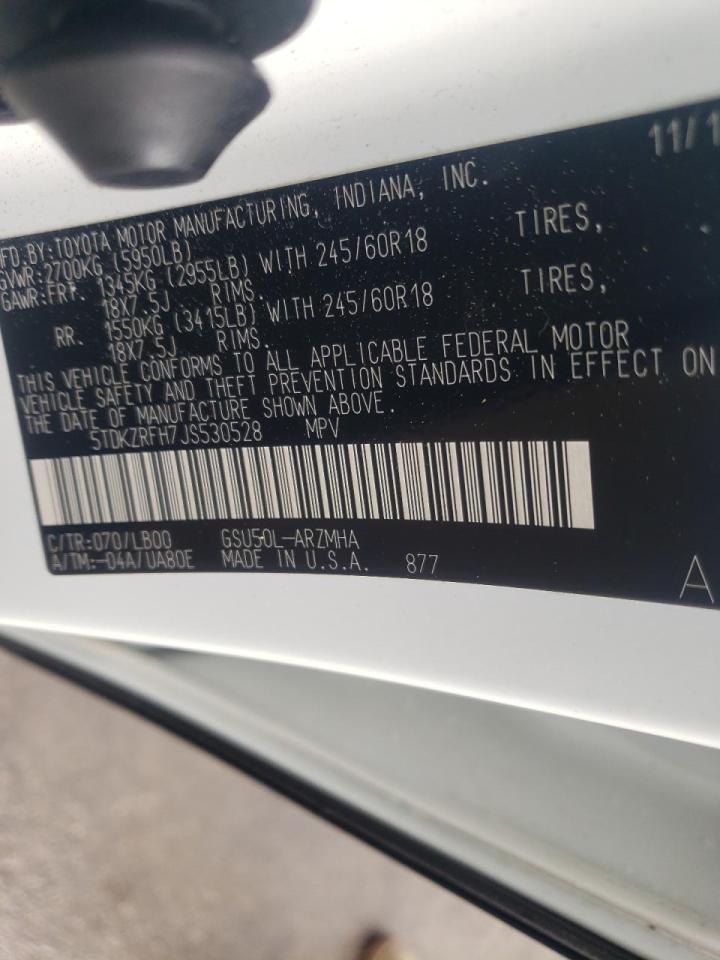 Photo 10 from auction – 2018 TOYOTA HIGHLANDER with VIN 5TDKZRFH7JS530528
