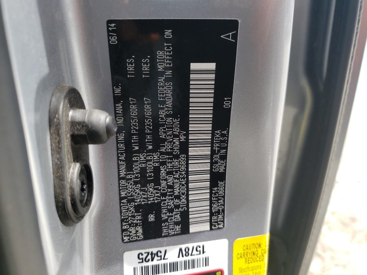 Photo 10 from auction – 2014 TOYOTA SIENNA LE with VIN 5TDKK3DC4ES496899