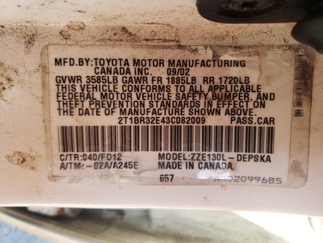 Photo 10 from auction – 2003 TOYOTA COROLLA with VIN 2T1BR32E43C082009