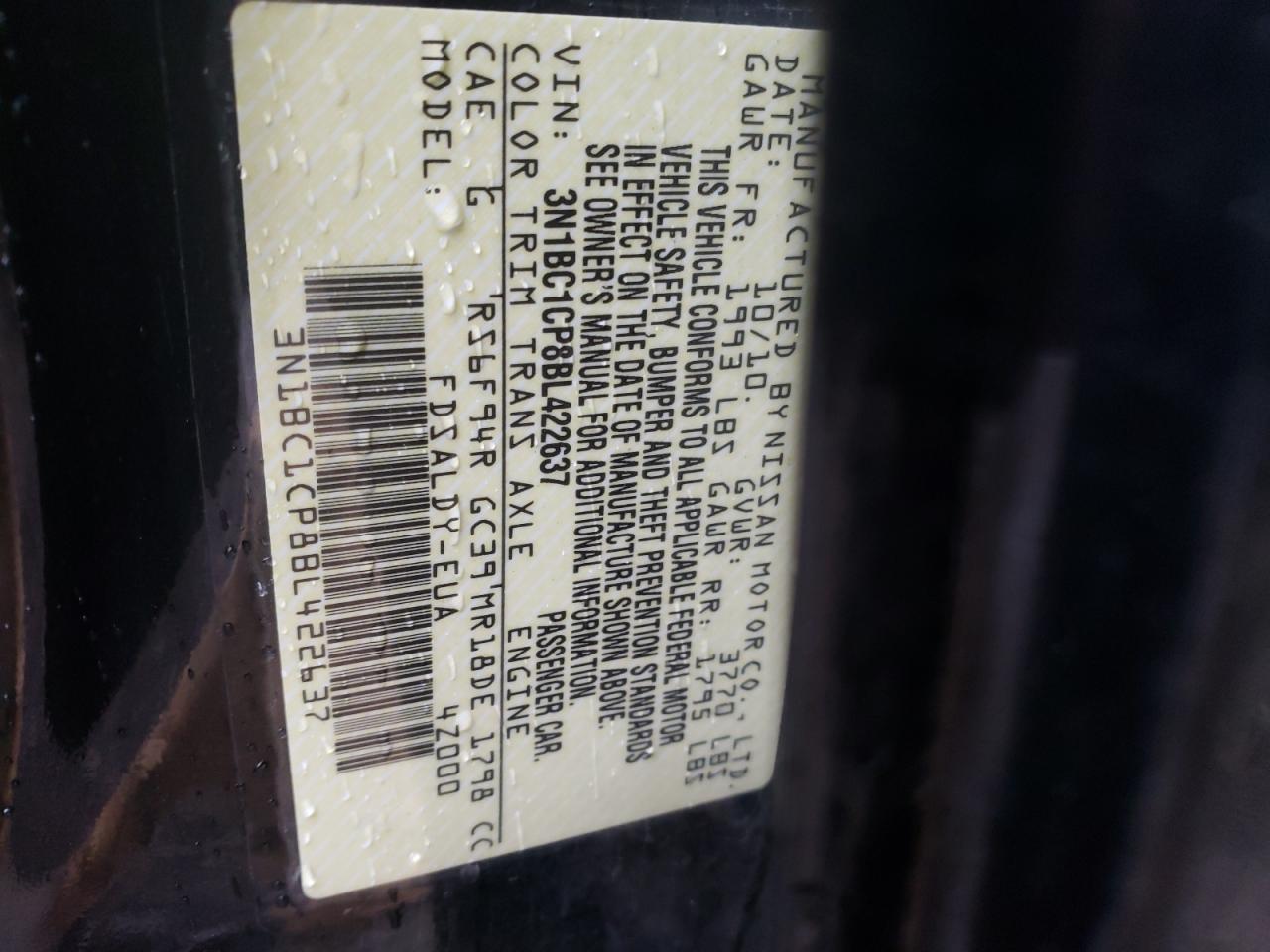 Photo 10 from auction – 2011 NISSAN VERSA with VIN 3N1BC1CP8BL422637