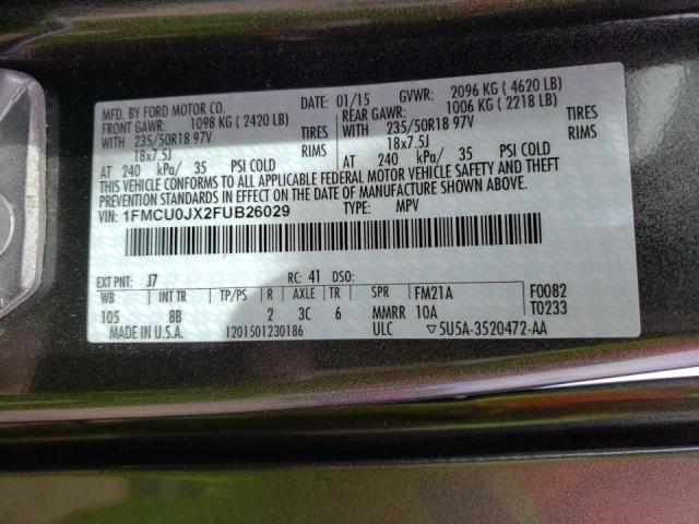 Photo 10 from auction – 2015 FORD ESCAPE TIT with VIN 1FMCU0JX2FUB26029