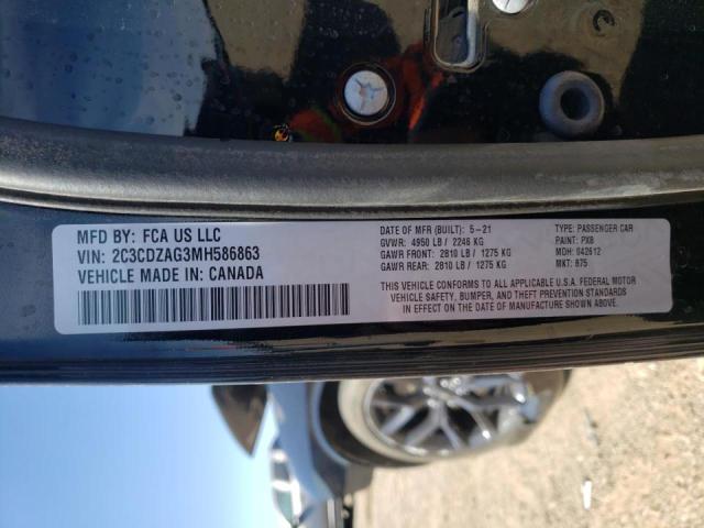 Photo 10 from auction – 2021 DODGE CHALLENGER with VIN 2C3CDZAG3MH586863