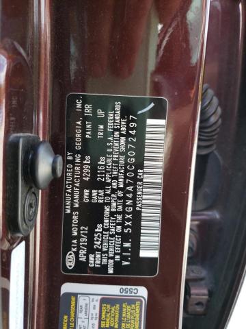 Photo 10 from auction – 2012 KIA OPTIMA EX with VIN 5XXGN4A70CG072497