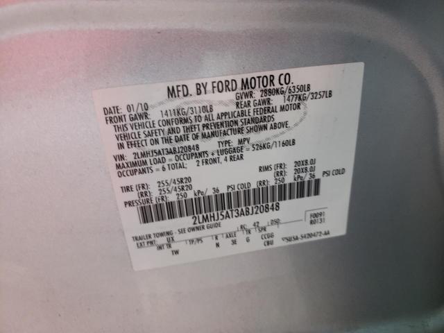 Photo 10 from auction – 2010 LINCOLN MKT with VIN 2LMHJ5AT3ABJ20848