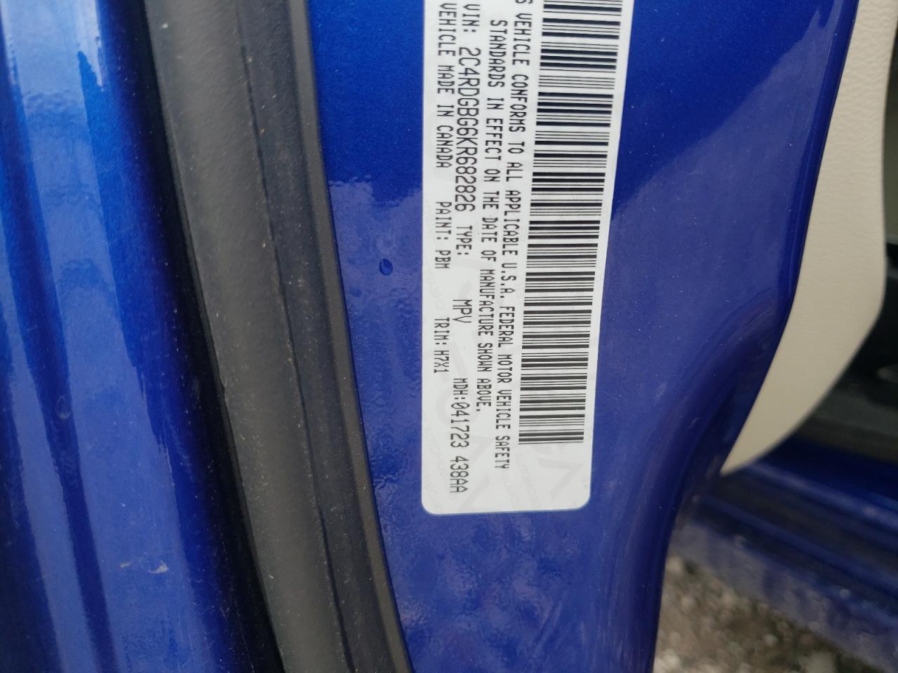 Photo 10 from auction – 2019 DODGE GRAND CARA with VIN 2C4RDGBG6KR682826