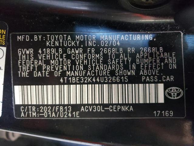 Photo 10 from auction – 2004 TOYOTA CAMRY with VIN 4T1BE32K44U326615