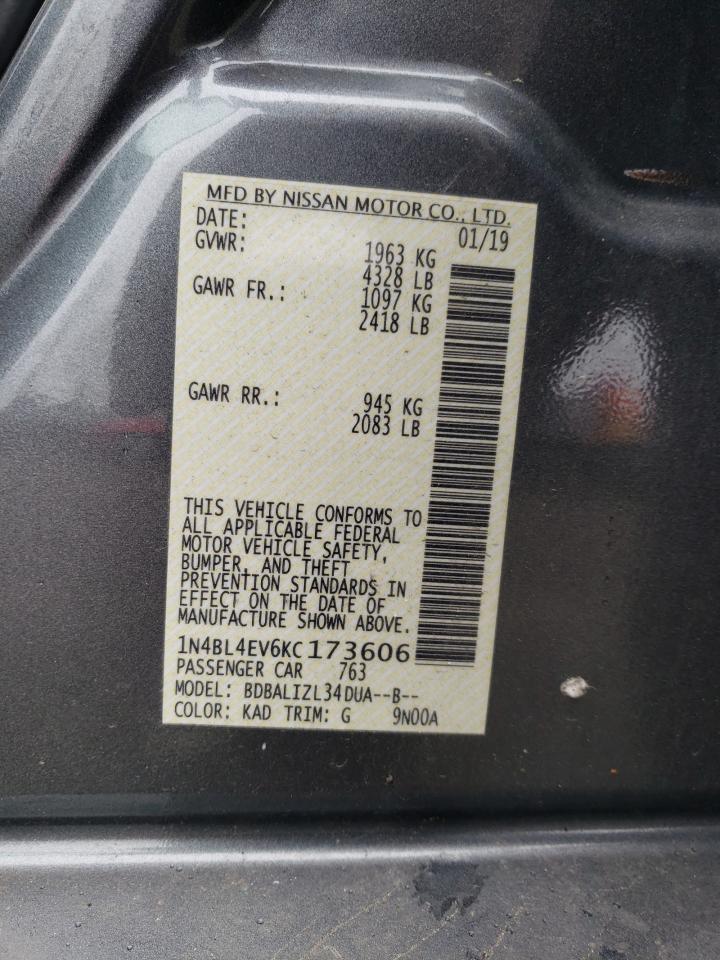 Photo 10 from auction – 2019 NISSAN ALTIMA SL with VIN 1N4BL4EV6KC173606