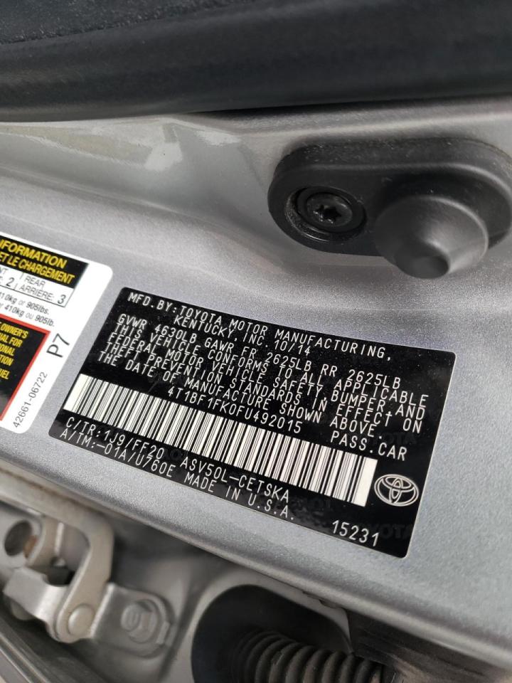 Photo 10 from auction – 2015 TOYOTA CAMRY LE with VIN 4T1BF1FK0FU492015
