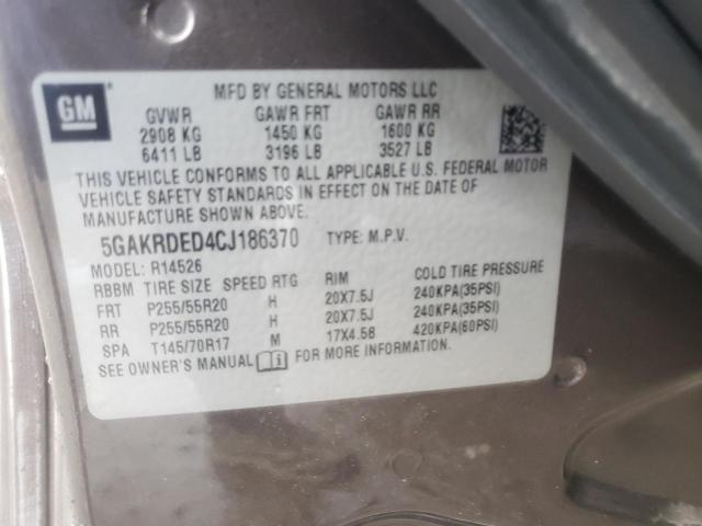Photo 10 from auction – 2012 BUICK ENCLAVE with VIN 5GAKRDED4CJ186370