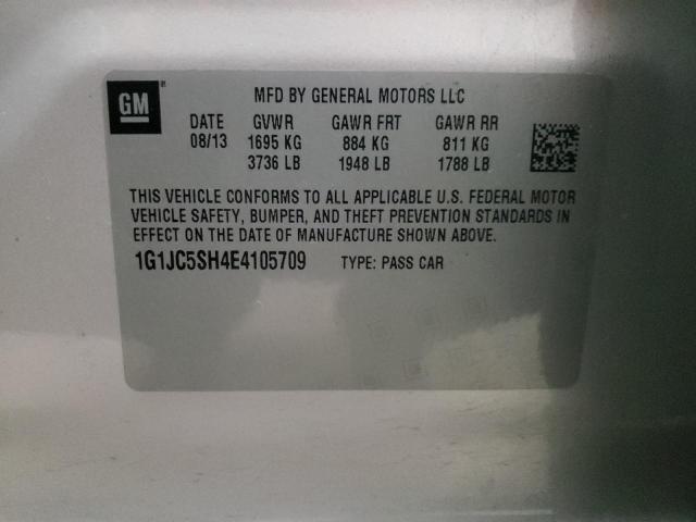 Photo 10 from auction – 2014 CHEVROLET SONIC with VIN 1G1JC5SH4E4105709