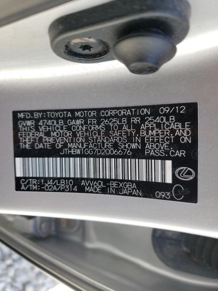 Foto 10 de la subasta – 2013 LEXUS ES 300H con VIN JTHBW1GG7D2006676