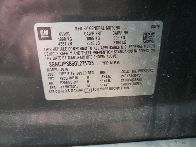 Photo 10 from auction – 2016 CHEVROLET TRAX 1LT with VIN 3GNCJPSB5GL275725