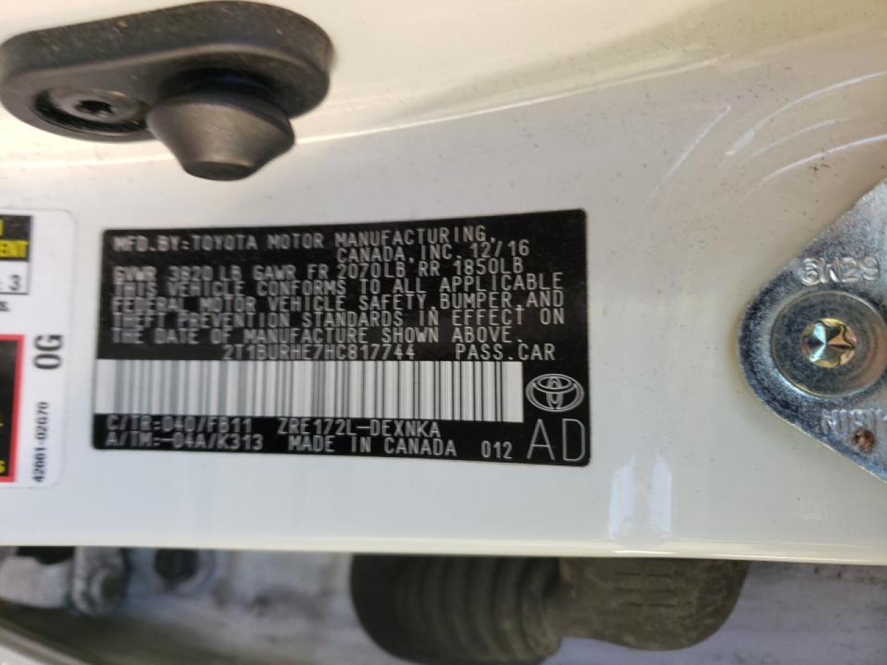 Photo 10 from auction – 2017 TOYOTA COROLLA L with VIN 2T1BURHE7HC817744