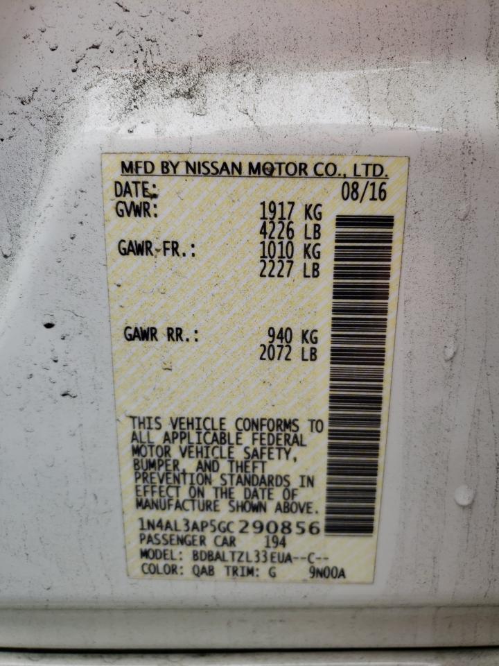 Photo 10 from auction – 2016 NISSAN ALTIMA 2.5 with VIN 1N4AL3AP5GC290856