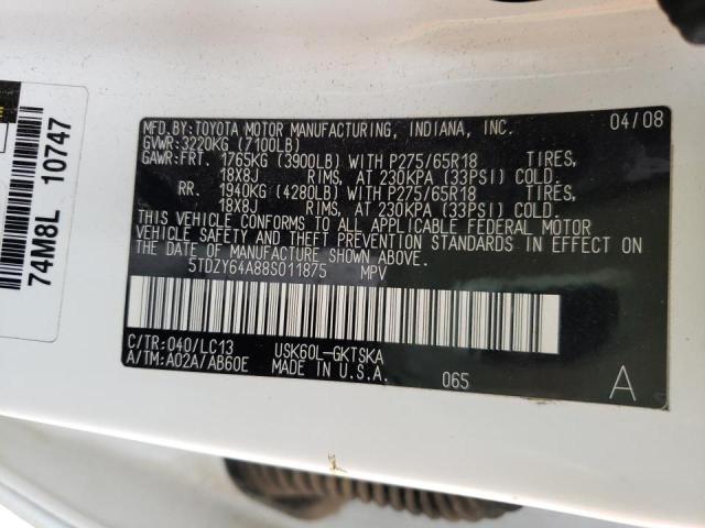 Photo 10 from auction – 2008 TOYOTA SEQUOIA SR with VIN 5TDZY64A88S011875