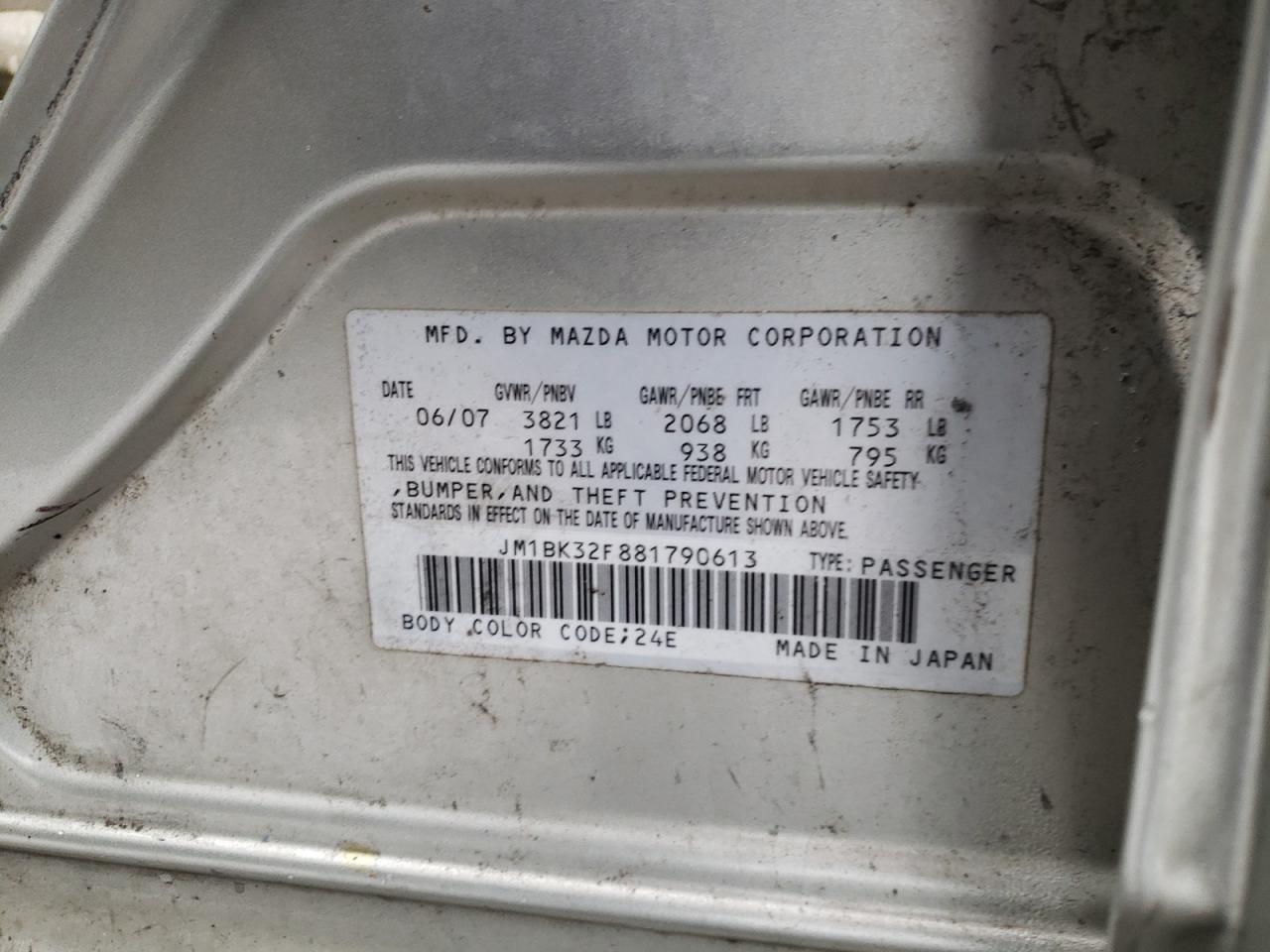 Photo 10 from auction – 2008 MAZDA 3 I with VIN JM1BK32F881790613