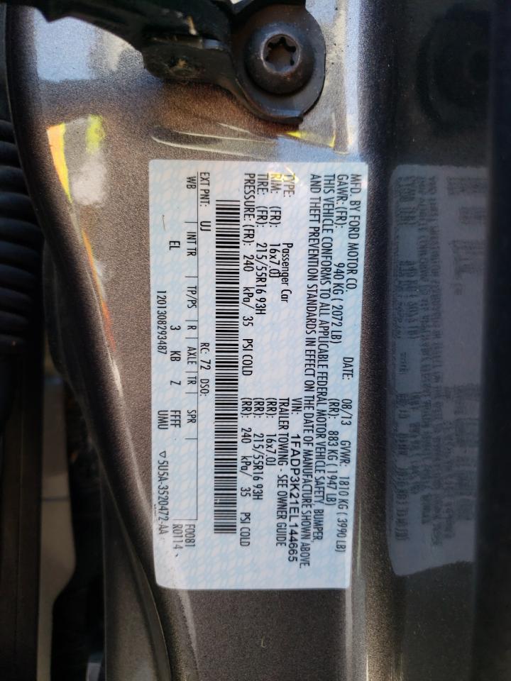 Photo 10 from auction – 2014 FORD FOCUS S with VIN 1FADP3K21EL144665