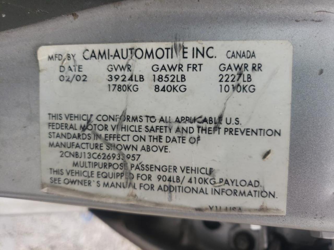 Photo 10 from auction – 2002 CHEVROLET TRACKER with VIN 2CNBJ13C626933957