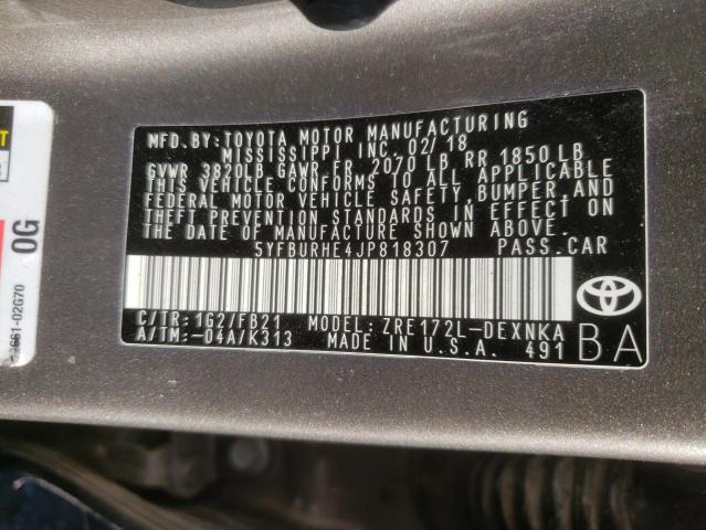 Photo 10 from auction – 2018 TOYOTA COROLLA L with VIN 5YFBURHE4JP818307