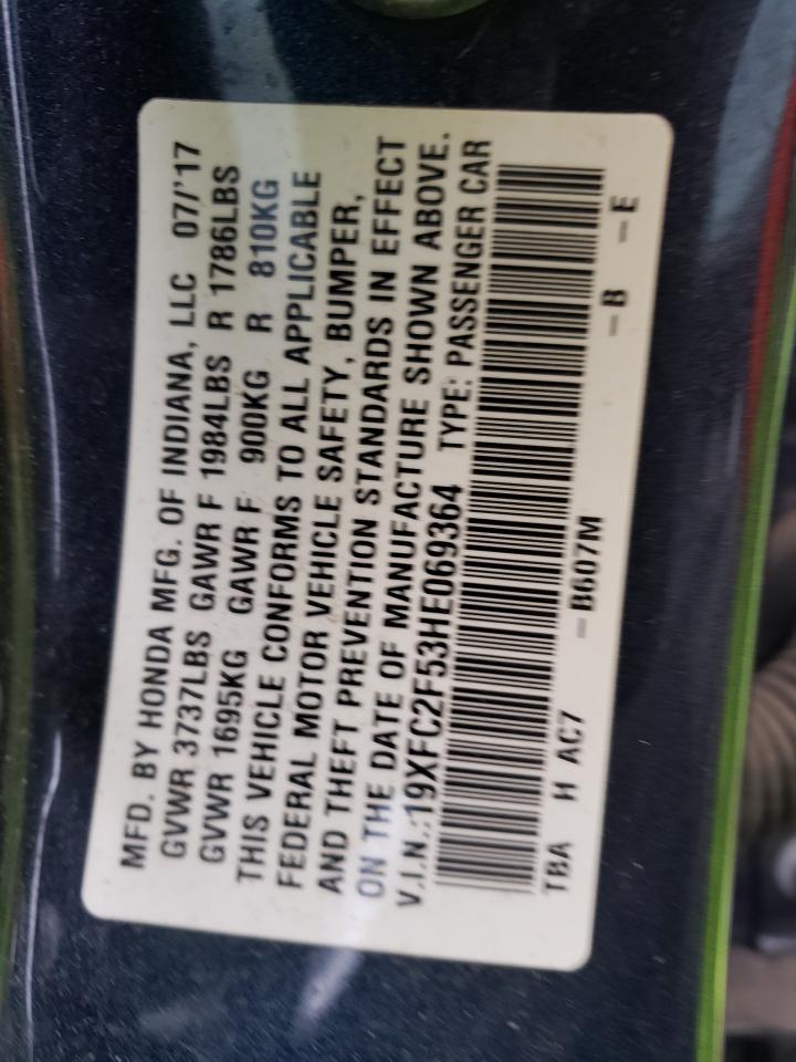 Photo 10 from auction – 2017 HONDA CIVIC LX with VIN 19XFC2F53HE069364
