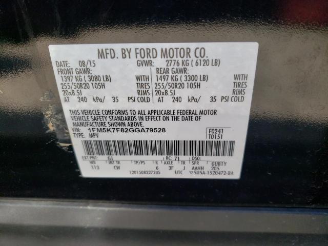 Photo 10 from auction – 2016 FORD EXPLORER L with VIN 1FM5K7F82GGA79528