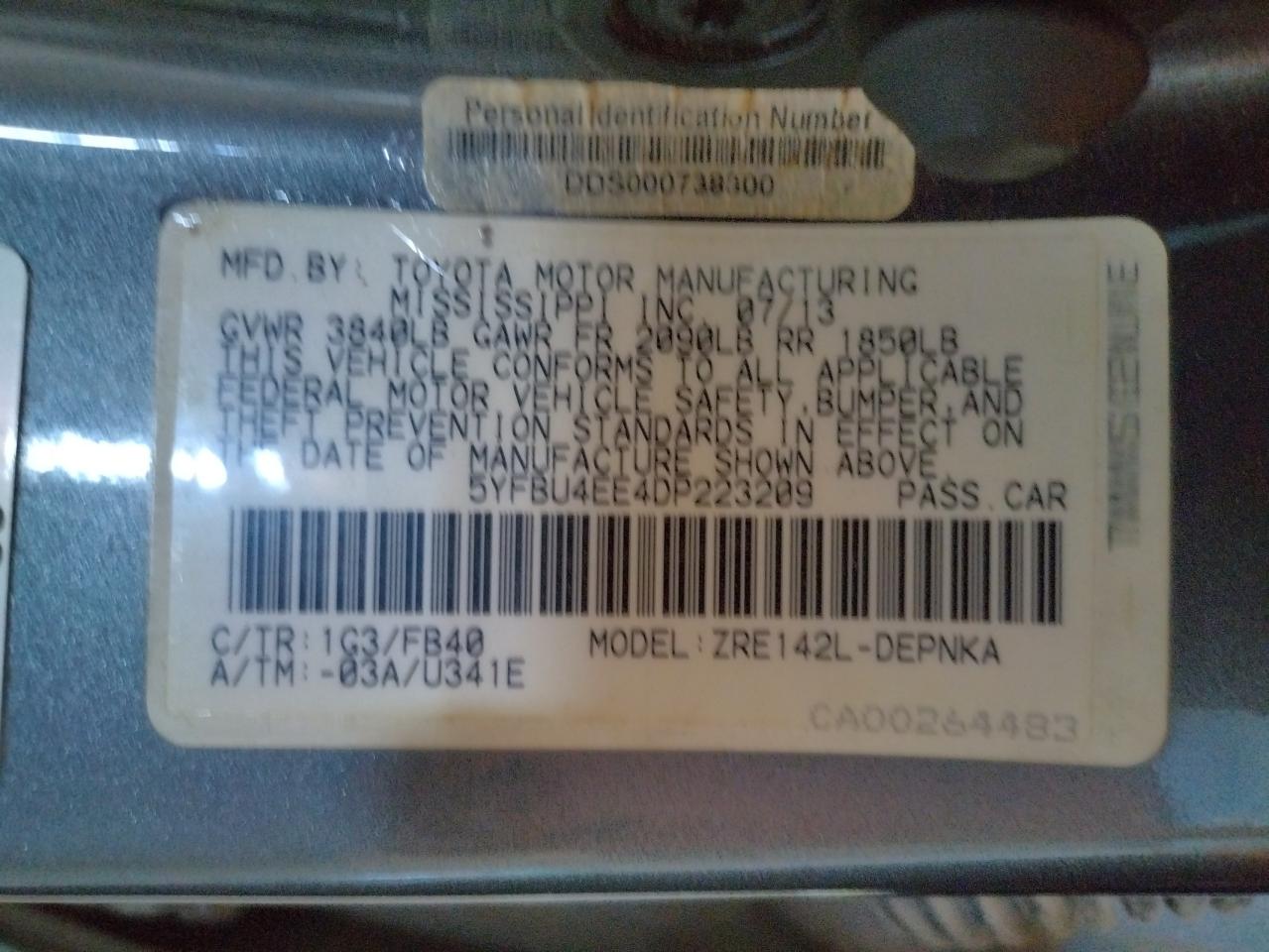 صورة رقم 10 من المزاد - 2013 TOYOTA COROLLA BA مع VIN 5YFBU4EE4DP223209