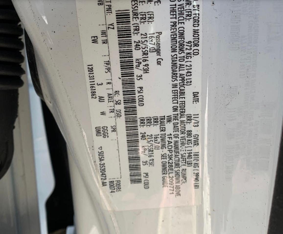 Photo 10 from auction – 2014 FORD FOCUS SE with VIN 1FADP3K28EL209771