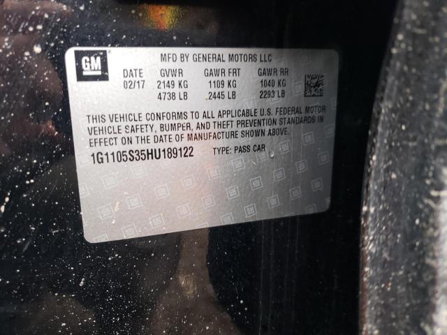 Photo 10 from auction – 2017 CHEVROLET IMPALA LT with VIN 1G1105S35HU189122