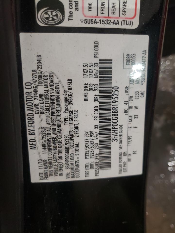 Photo 10 from auction – 2011 FORD FUSION SEL with VIN 3FAHP0CG8BR195250