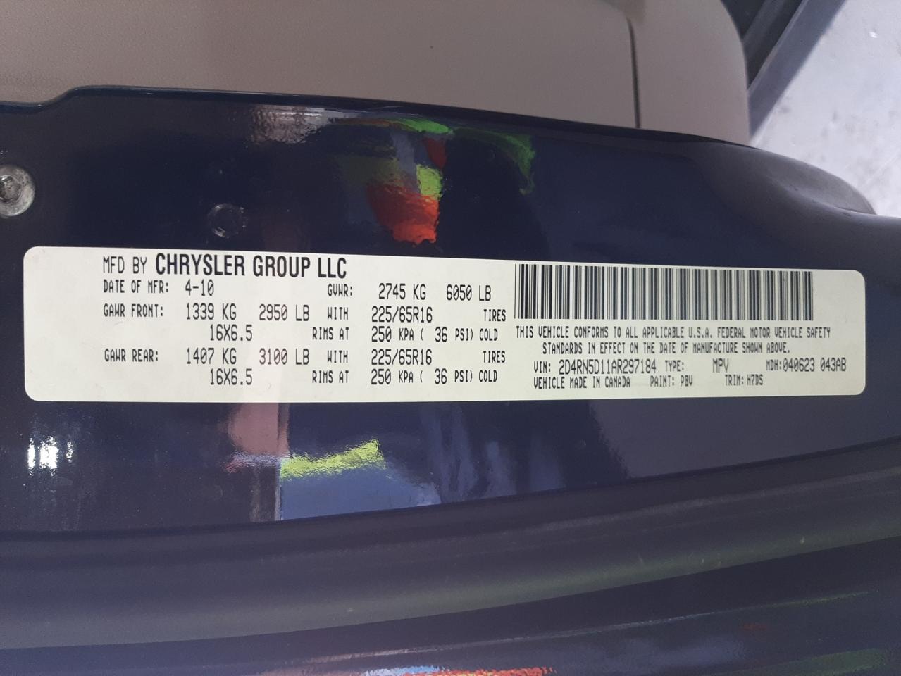 Photo 10 from auction – 2010 DODGE GRAND CARA with VIN 2D4RN5D11AR297184