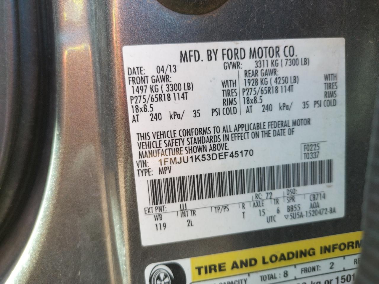 Photo 10 from auction – 2013 FORD EXPEDITION with VIN 1FMJU1K53DEF45170