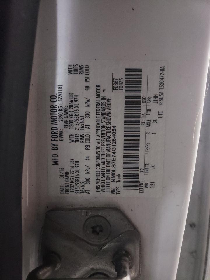 Photo 10 from auction – 2016 FORD TRANSIT CO with VIN NM0LS7E74G1264054