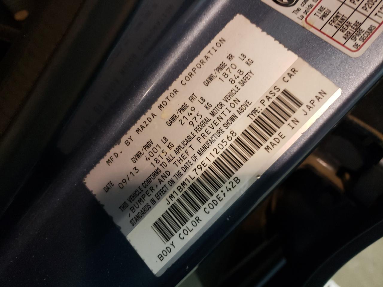Photo 10 from auction – 2014 MAZDA 3 TOURING with VIN JM1BM1L79E1120568