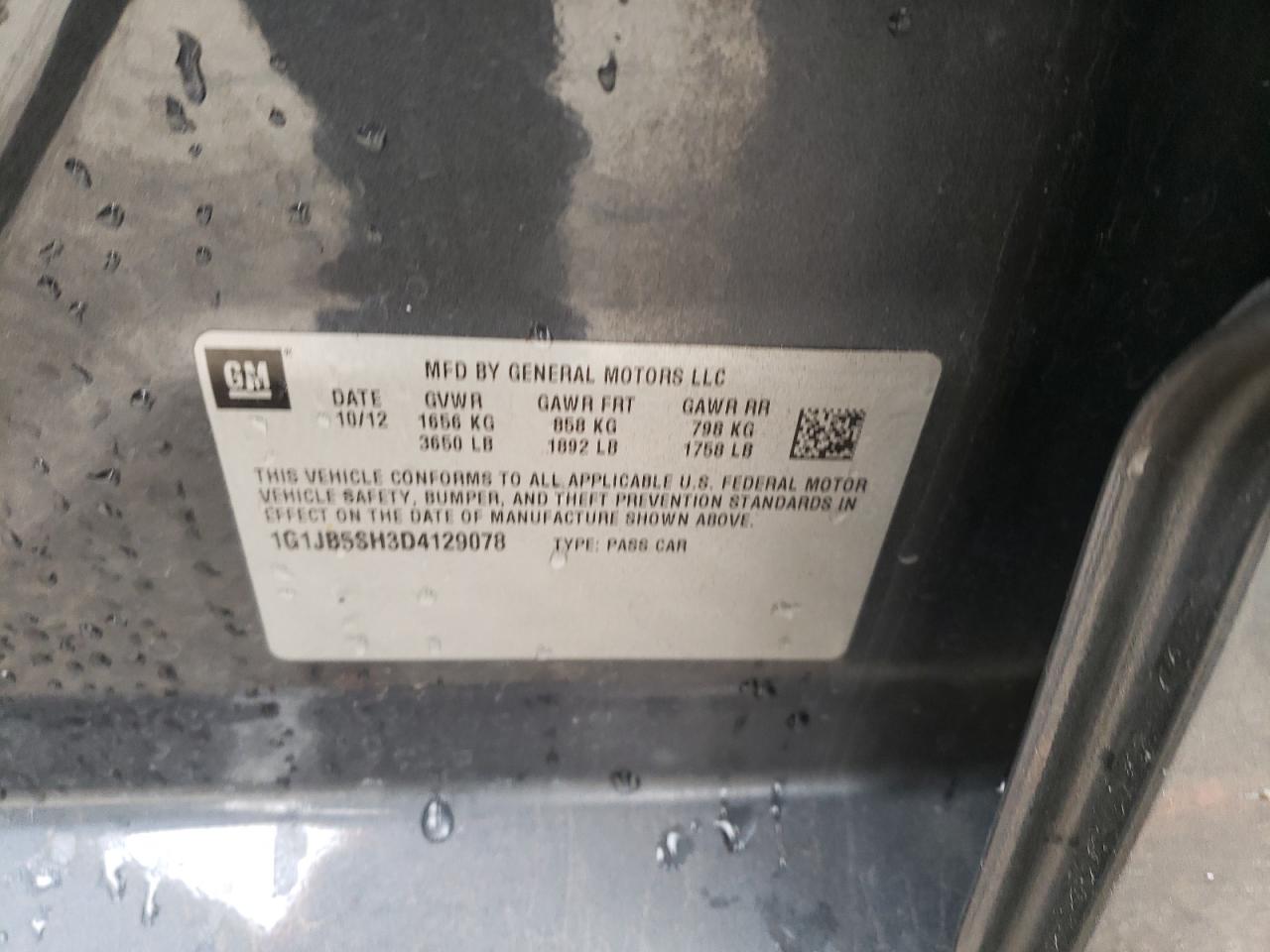 Photo 10 from auction – 2013 CHEVROLET SONIC LS with VIN 1G1JB5SH3D4129078