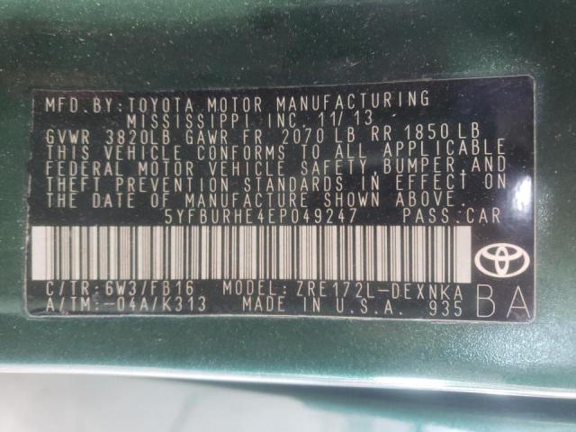Photo 10 from auction – 2014 TOYOTA COROLLA L with VIN 5YFBURHE4EP049247