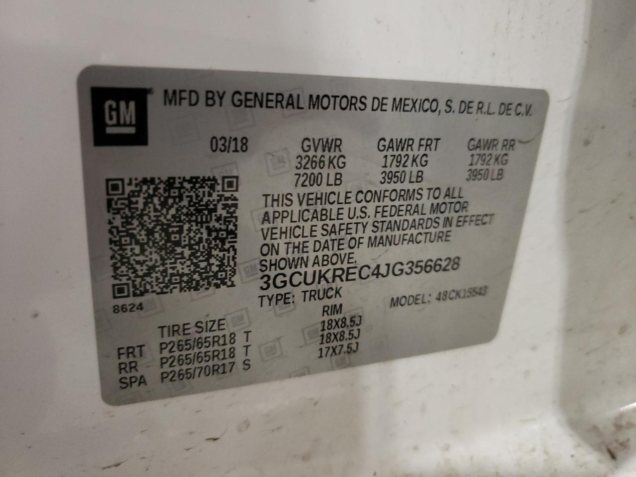 Photo 10 from auction – 2018 CHEVROLET SILVERADO with VIN 3GCUKREC4JG356628